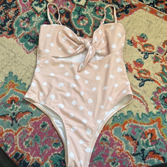 Pink Lily Other - Pink Lily Cream + White Polka Dot Bikini